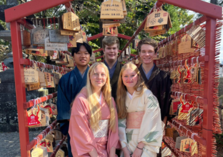 Students on international exchange in Japan